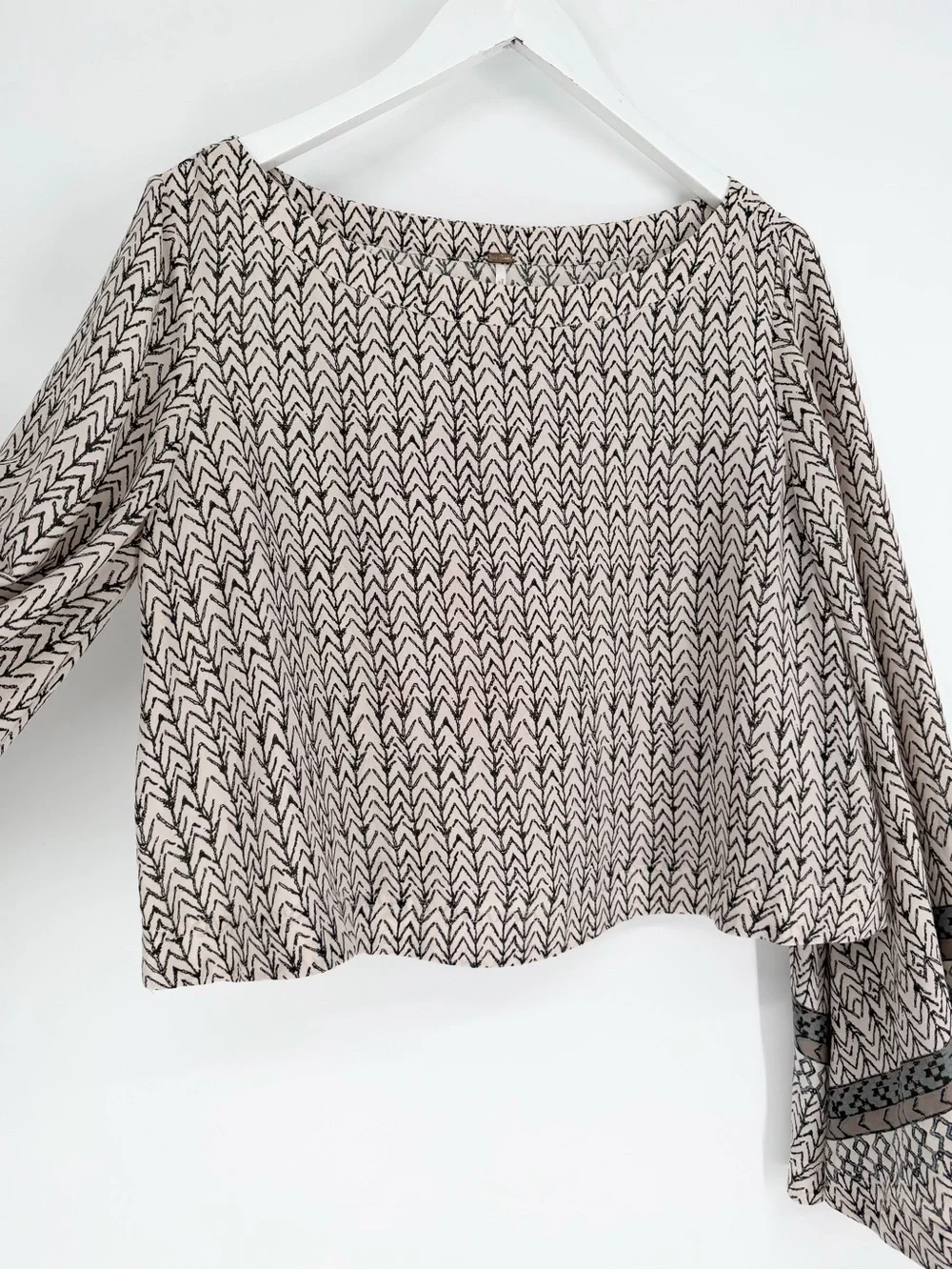 Free People Stars Aligned Bell Sleeve Crop Top